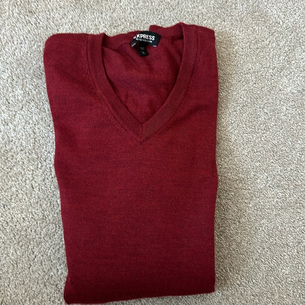 Express merino wool blend vneck sweater size L
